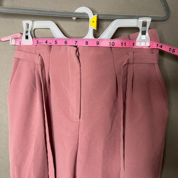 Pink paperbag pants Miss Selfridge tie belt Sz 4 pleated good condition dusty - Picture 3 of 6
